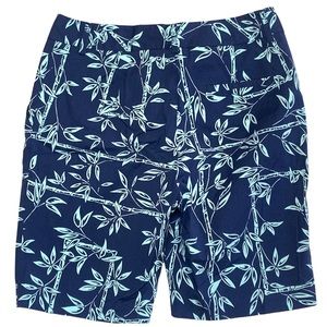 J. McLaughlin Bermuda Shorts Size 6 Blue Bamboo Print Cotton Spandex Blend
